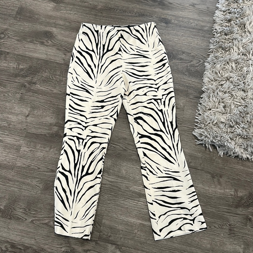 Zara Straight Leg Zebra Print Pants